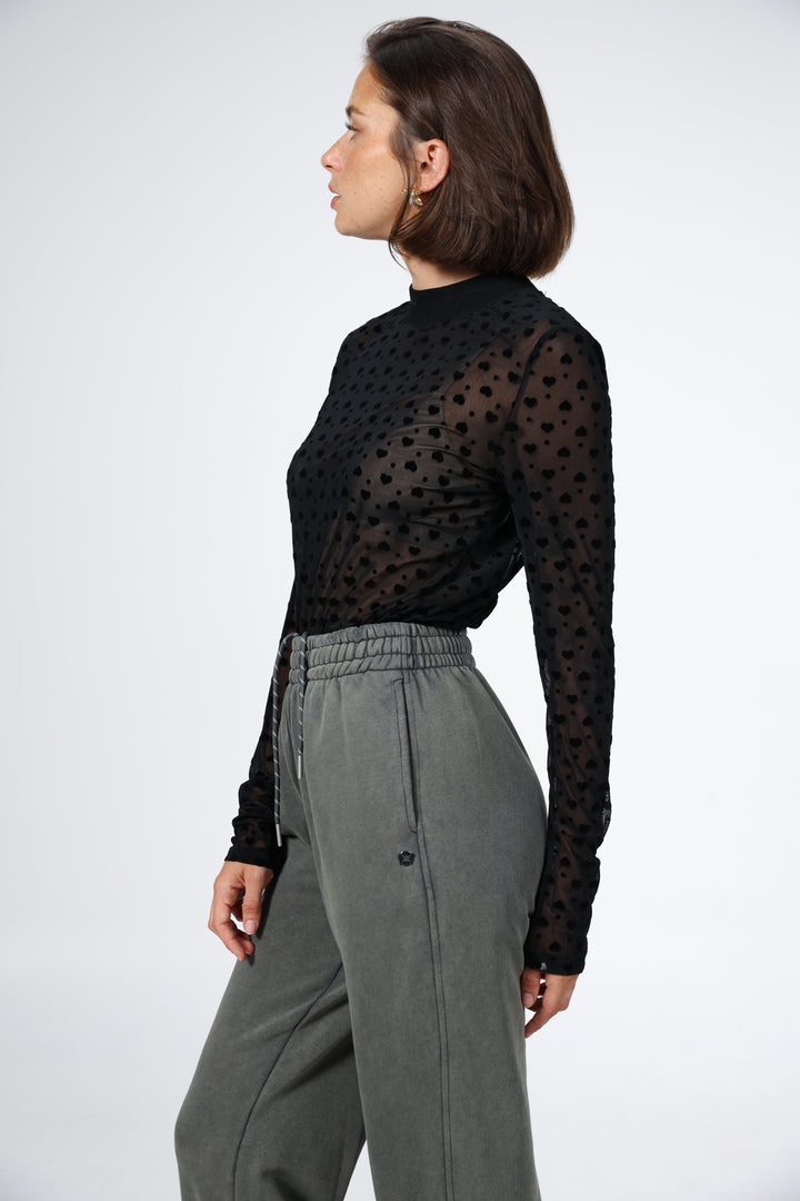 Caring Black Mesh Shirt