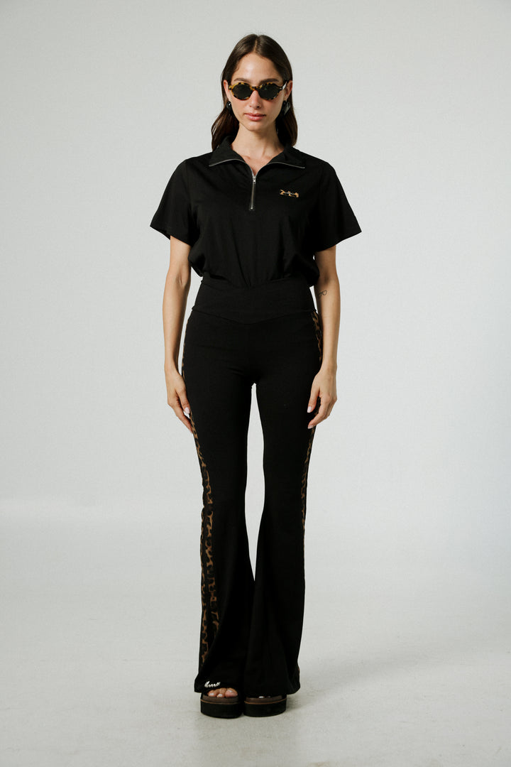 Dandoosh Black Mesh Flared Leggings