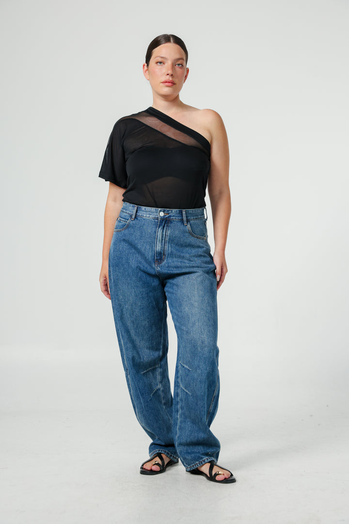 Treat Beige One Shoulder Top
