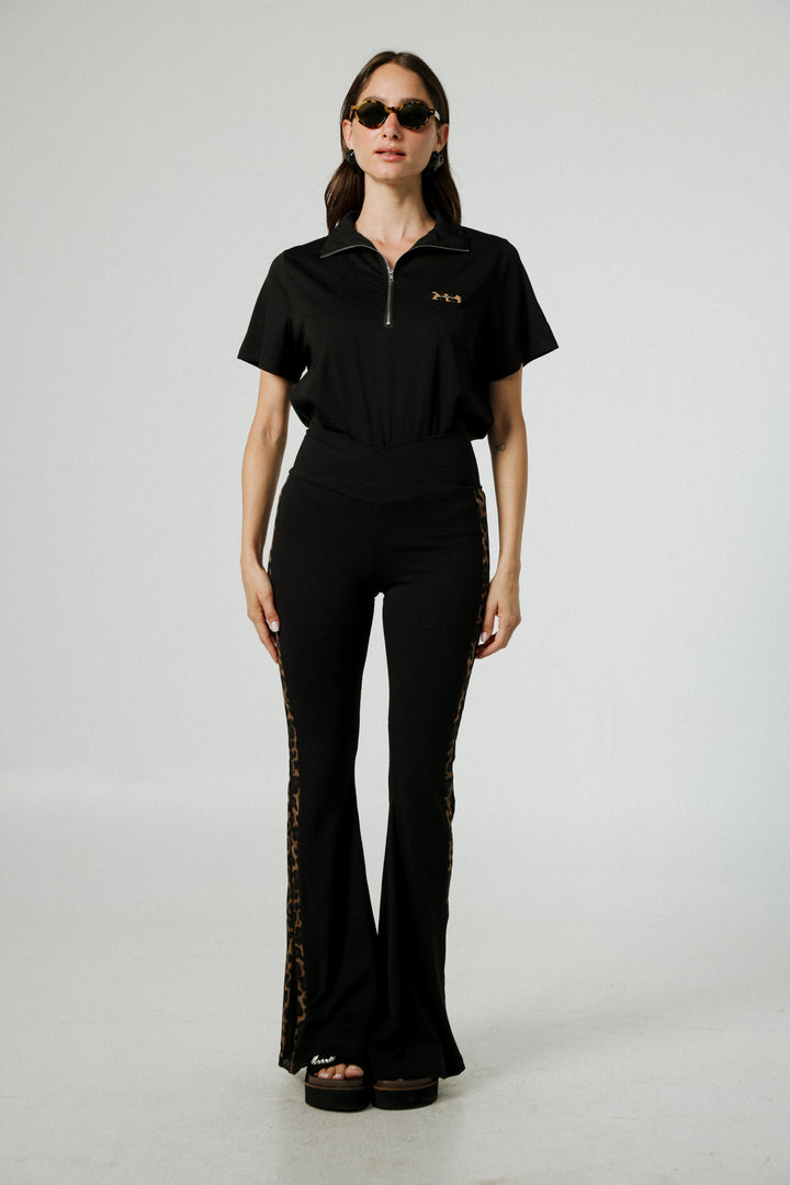Dandoosh Black Mesh Flared Leggings