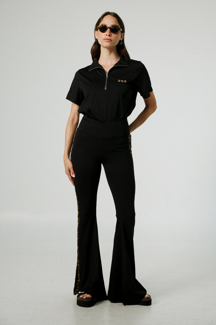 Dandoosh Black Mesh Flared Leggings
