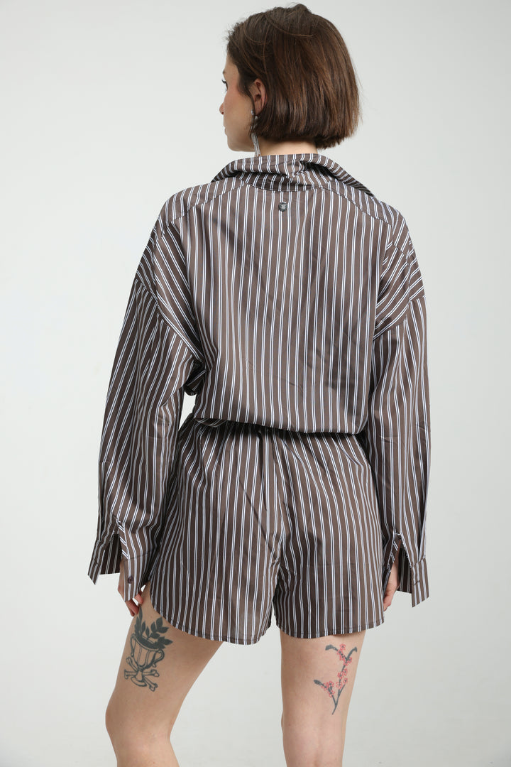 Brown Striped Buttoned Shirt