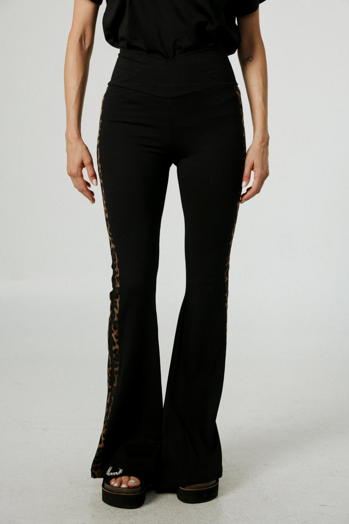 Dandoosh Black Mesh Flared Leggings