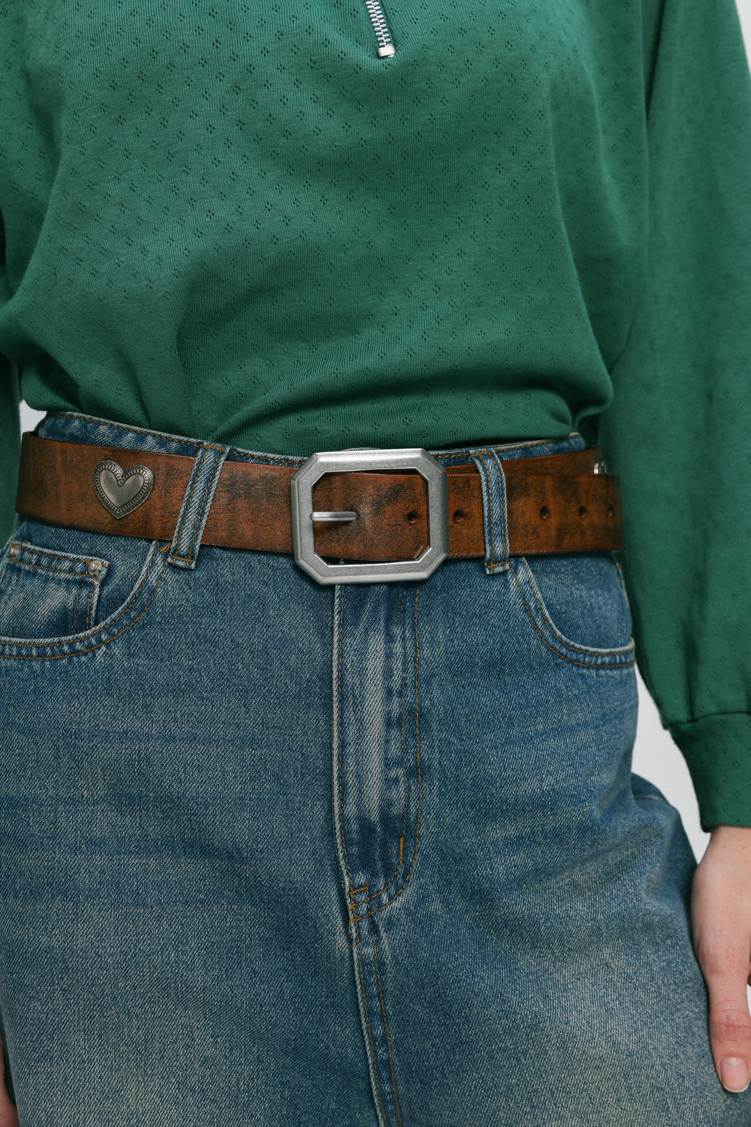 Studded Hearts Brown Belt