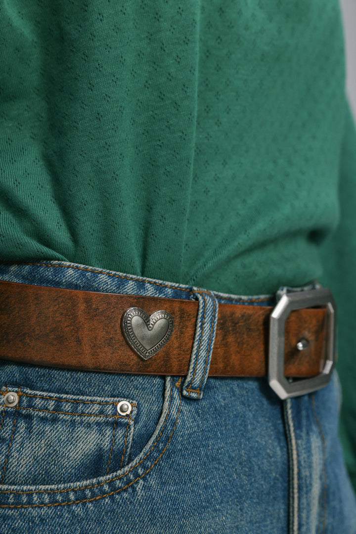 Studded Hearts Brown Belt