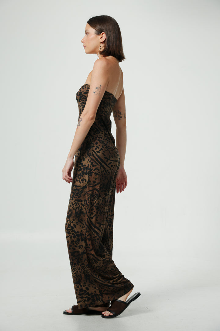 Spin Leopard Strapless Jumpsuit