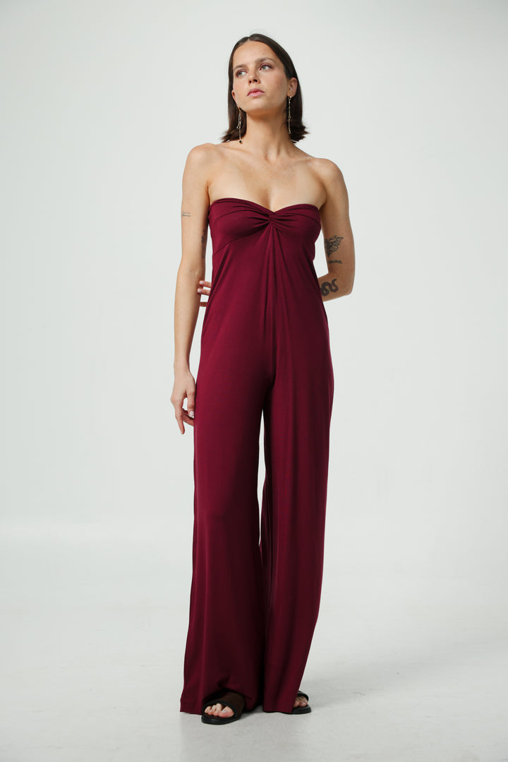 Spin Wine Strapless Jumpsuit