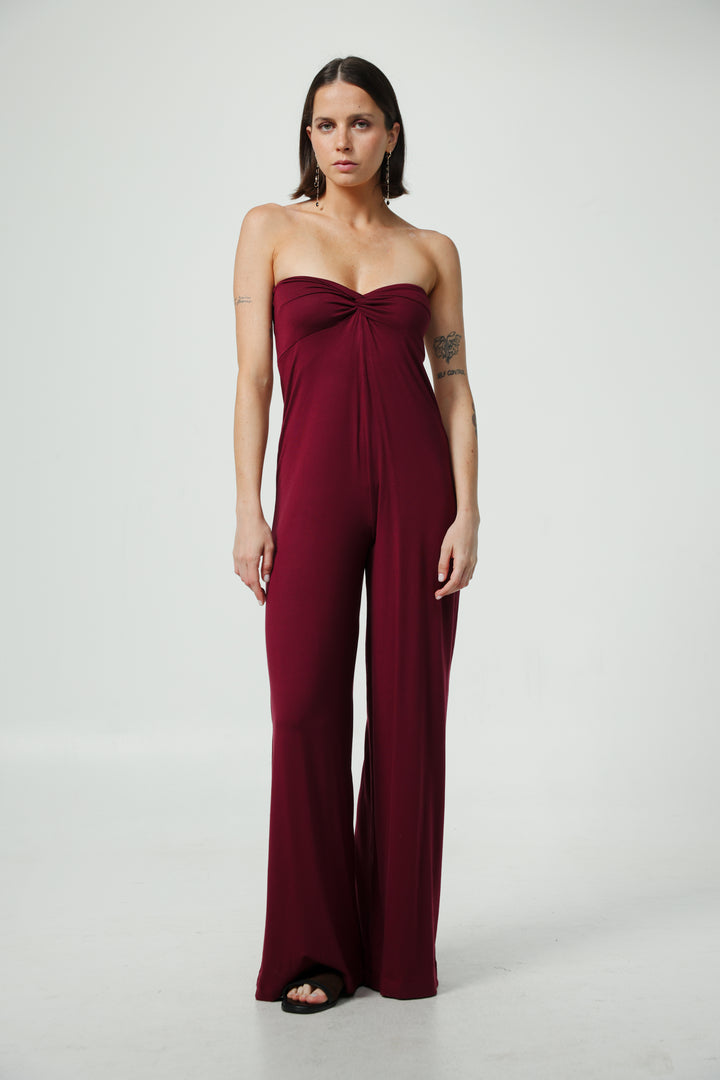 Spin Wine Strapless Jumpsuit