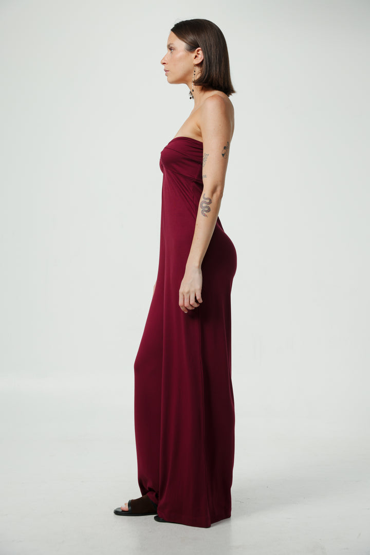 Spin Wine Strapless Jumpsuit
