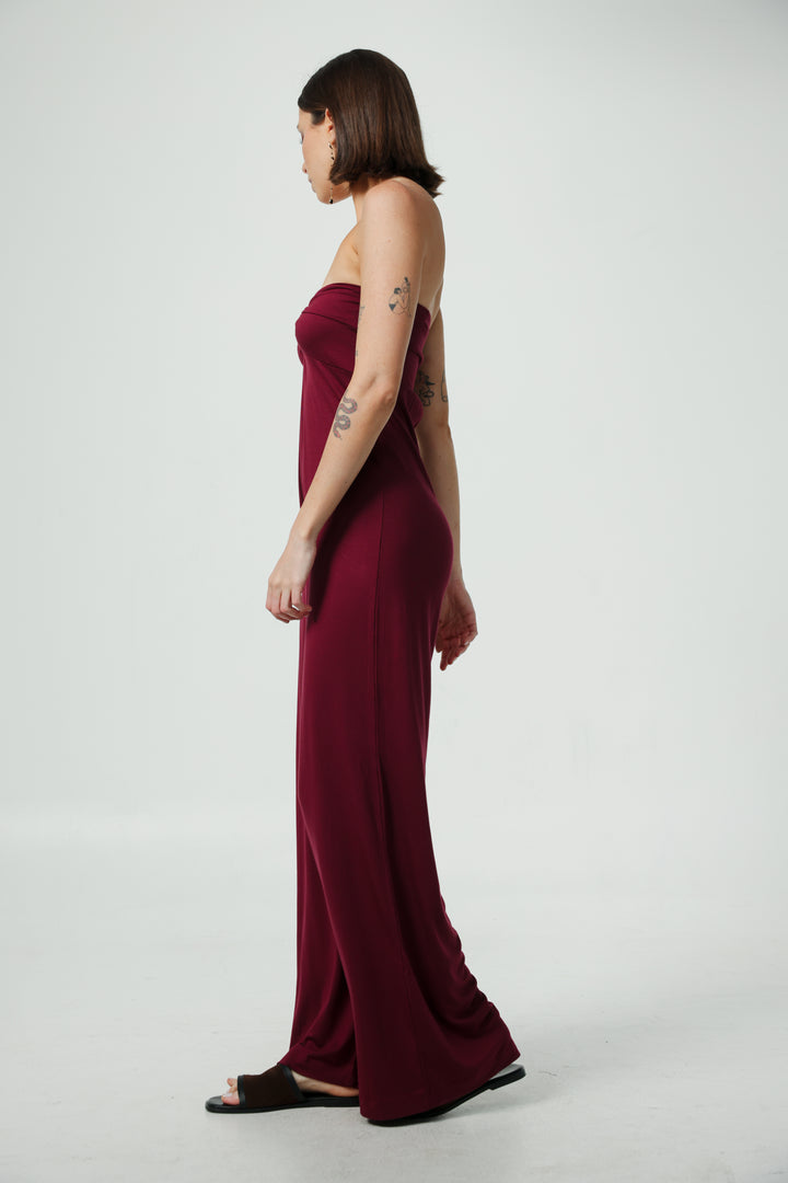 Spin Wine Strapless Jumpsuit