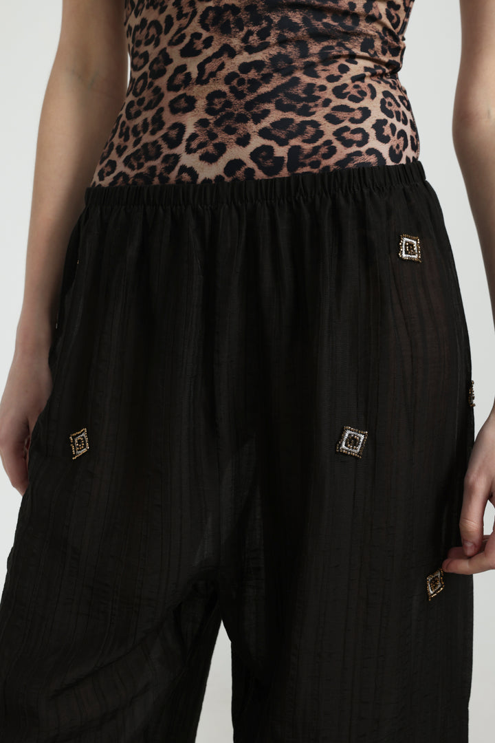 Airy Embroidered Black Bottoms