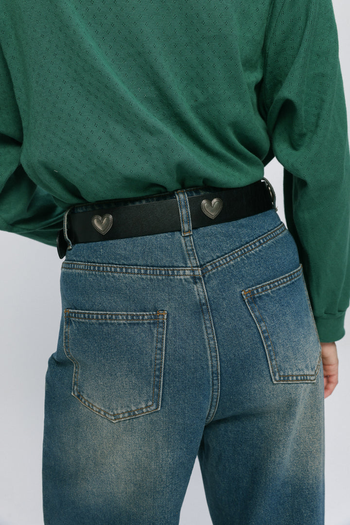 Studded Hearts Black Belt