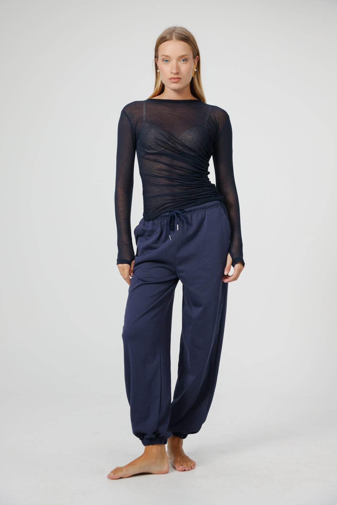 Clean04 Navy Sheer Shirt