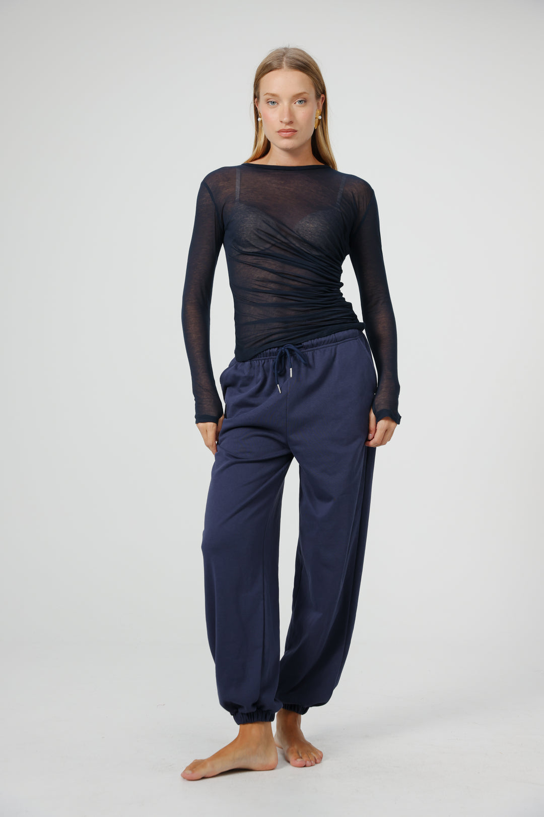 Clean04 Navy Sheer Shirt