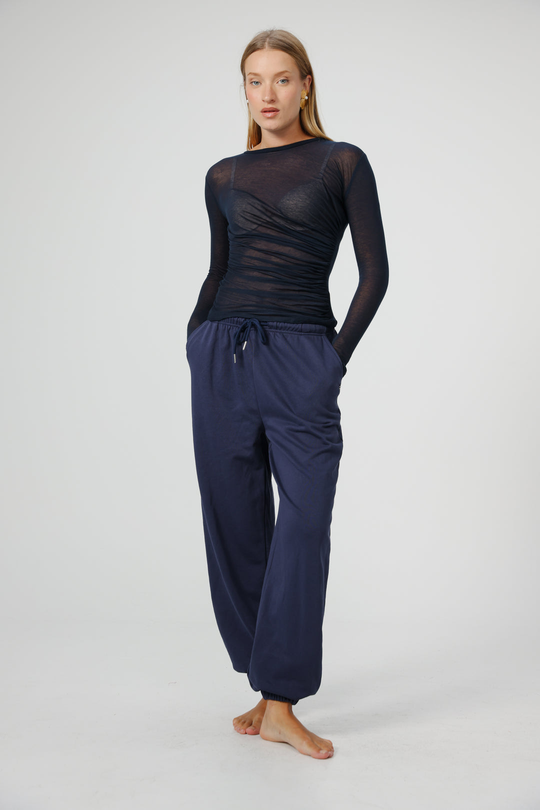 Clean04 Navy Sheer Shirt