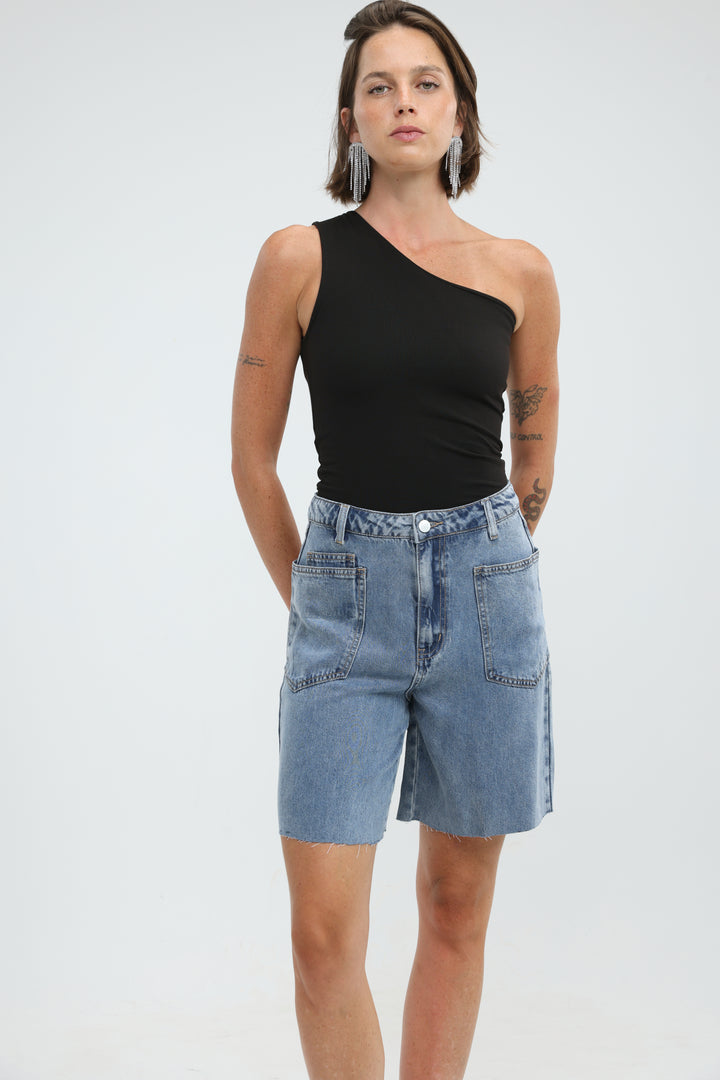 Tennis Black One Shoulder Tank