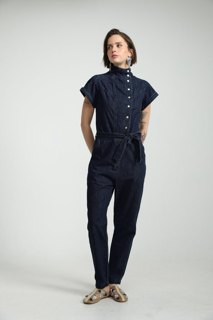 Amazed Dark Blue Denim Jumpsuit