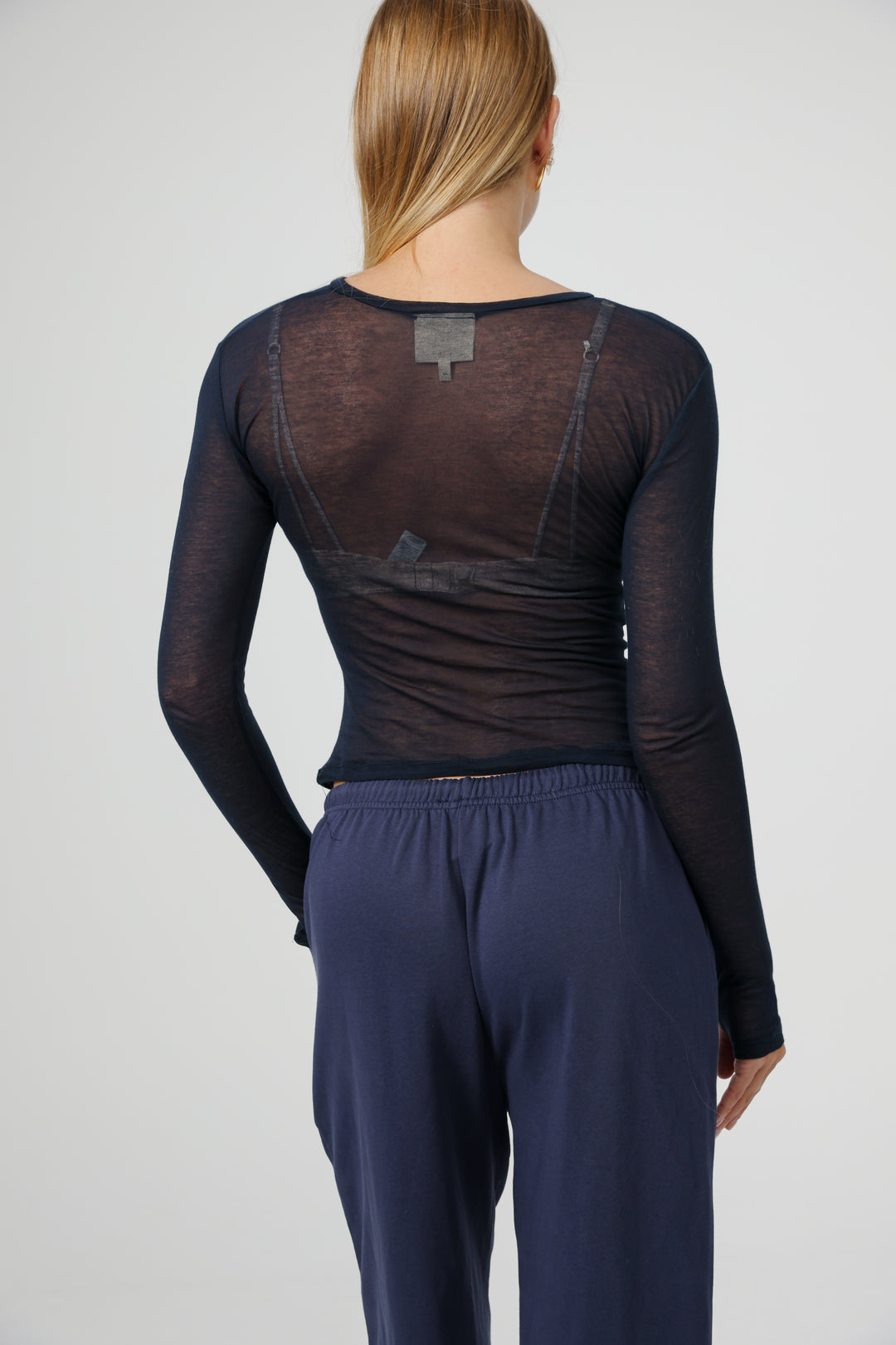 Clean04 Navy Sheer Shirt