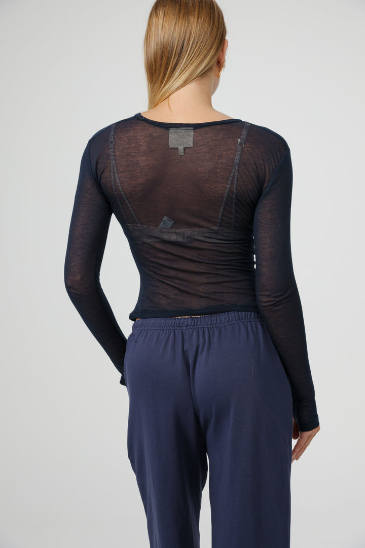 Clean04 Navy Sheer Shirt