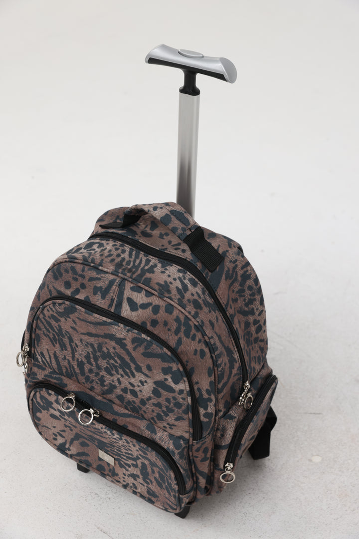 תיק טרולי מנומר עם ידית משיכה Leopard Kids Trolley Bag
