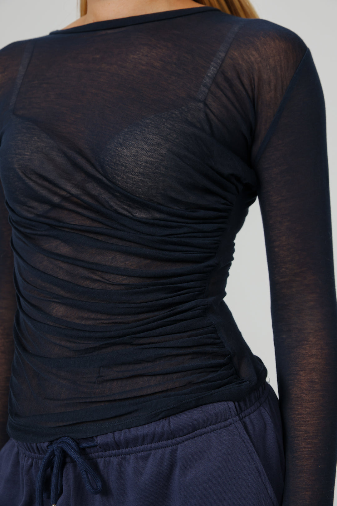 Clean04 Navy Sheer Shirt