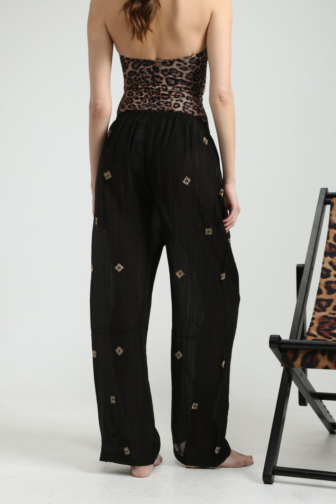 Airy Embroidered Black Bottoms