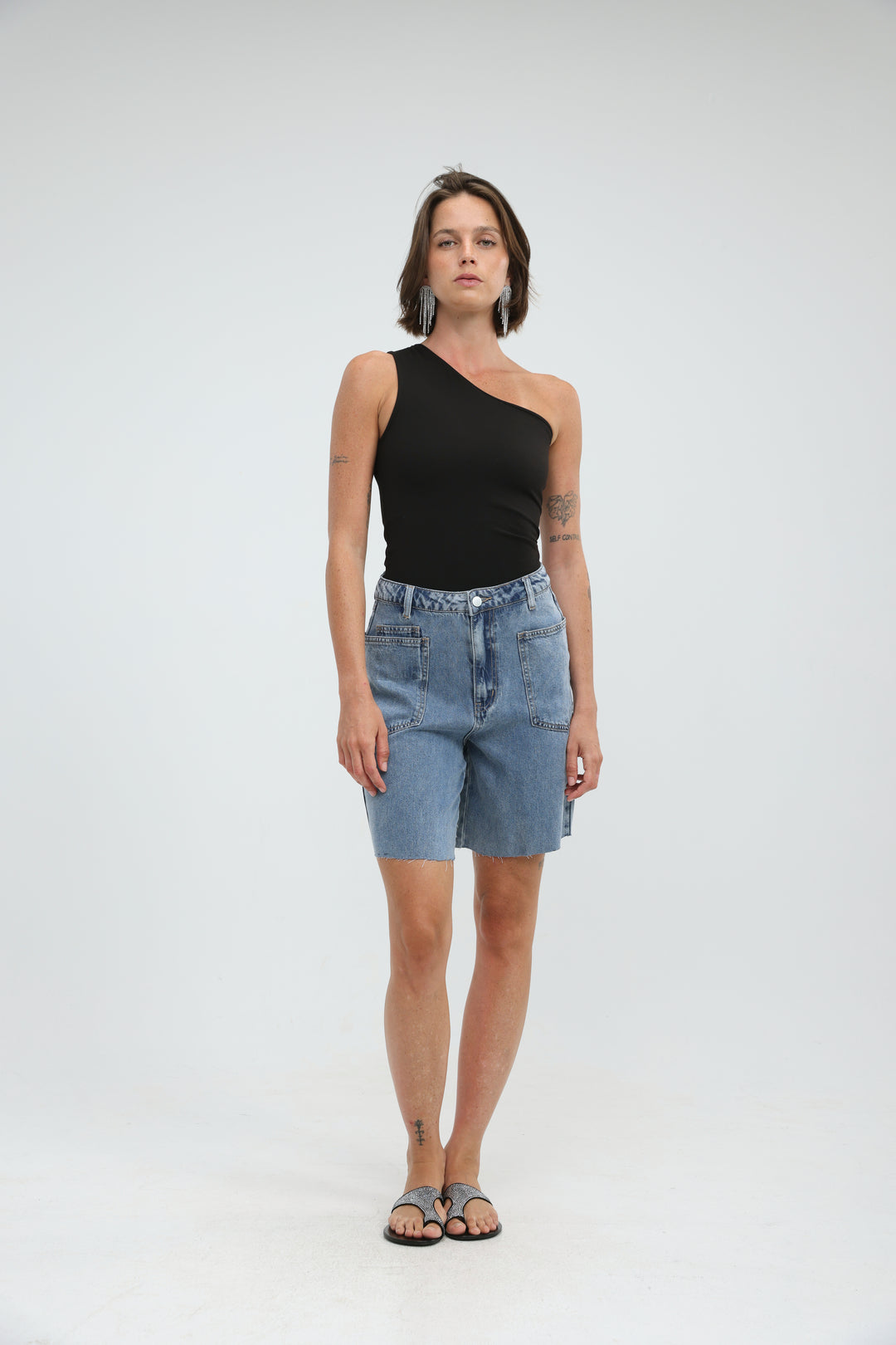 Tennis Black One Shoulder Tank
