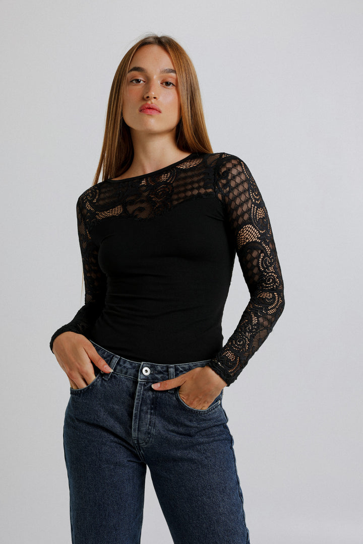 Heart Black Lace Shirt