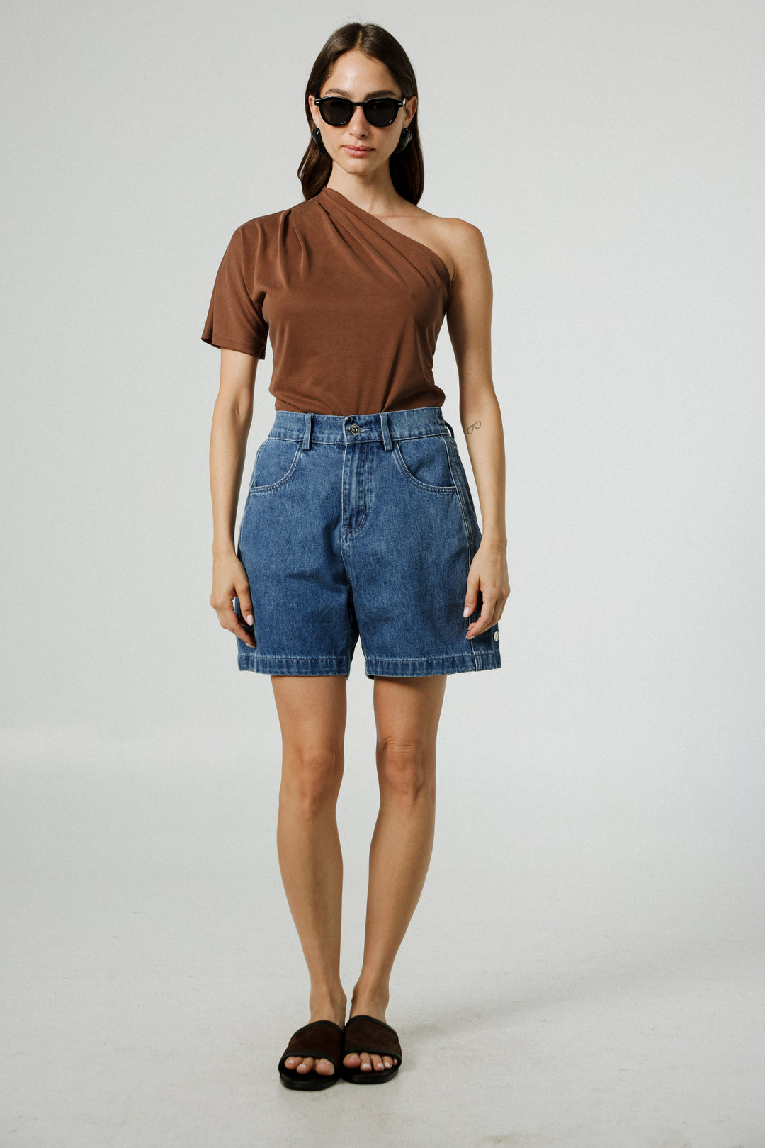 Your Brown One Shoulder Shirt