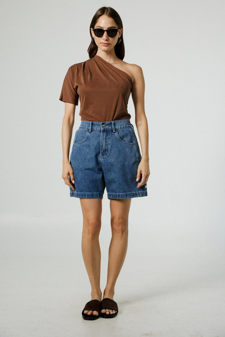 Your Brown One Shoulder Shirt
