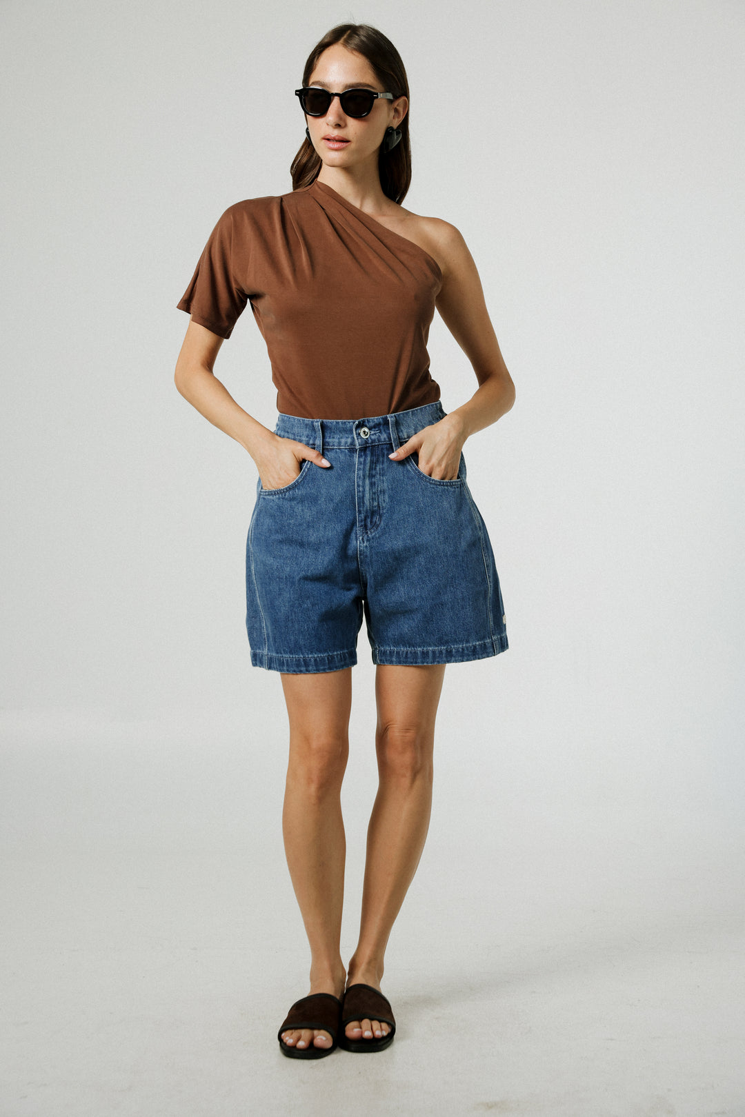 Your Brown One Shoulder Shirt