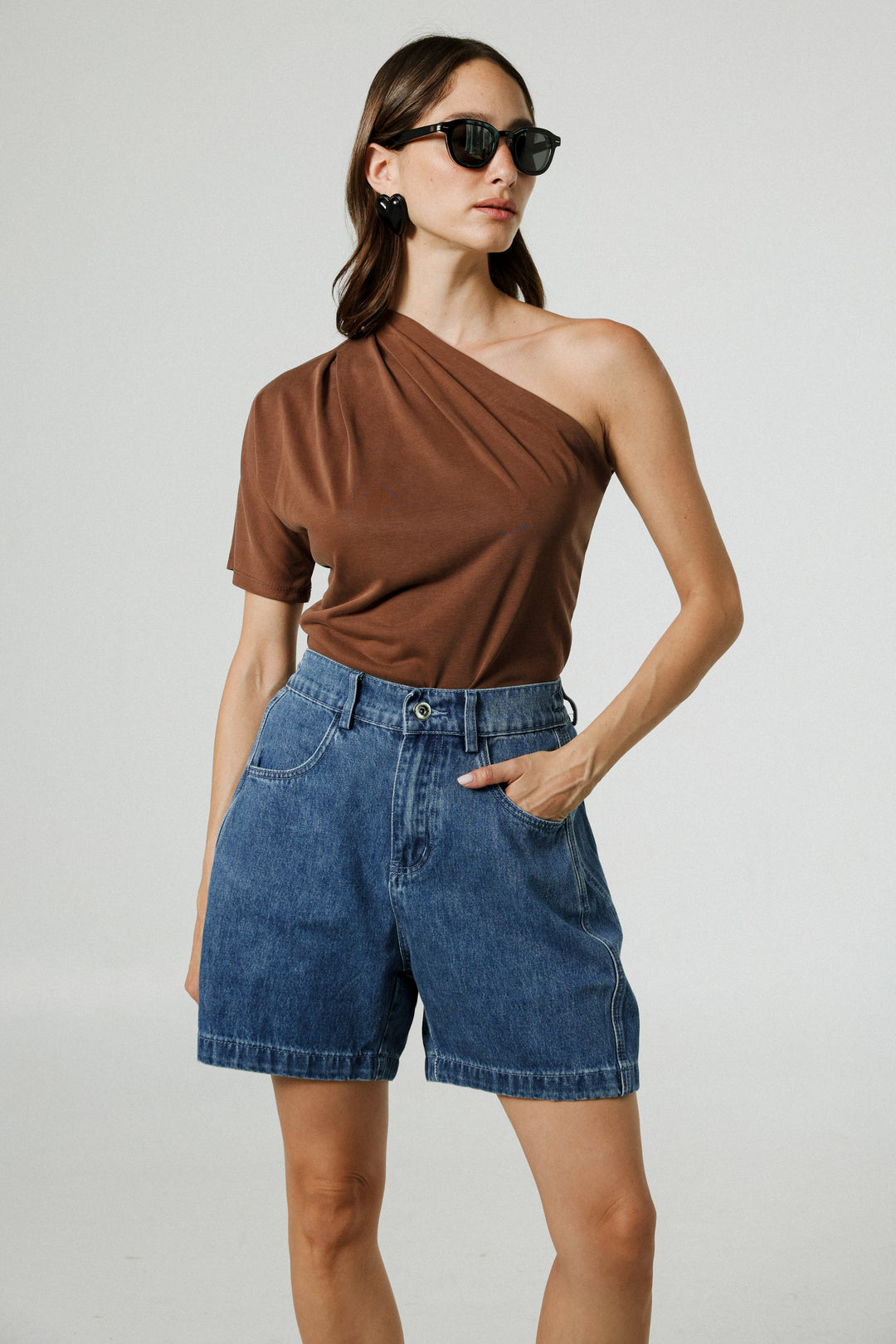Your Brown One Shoulder Shirt