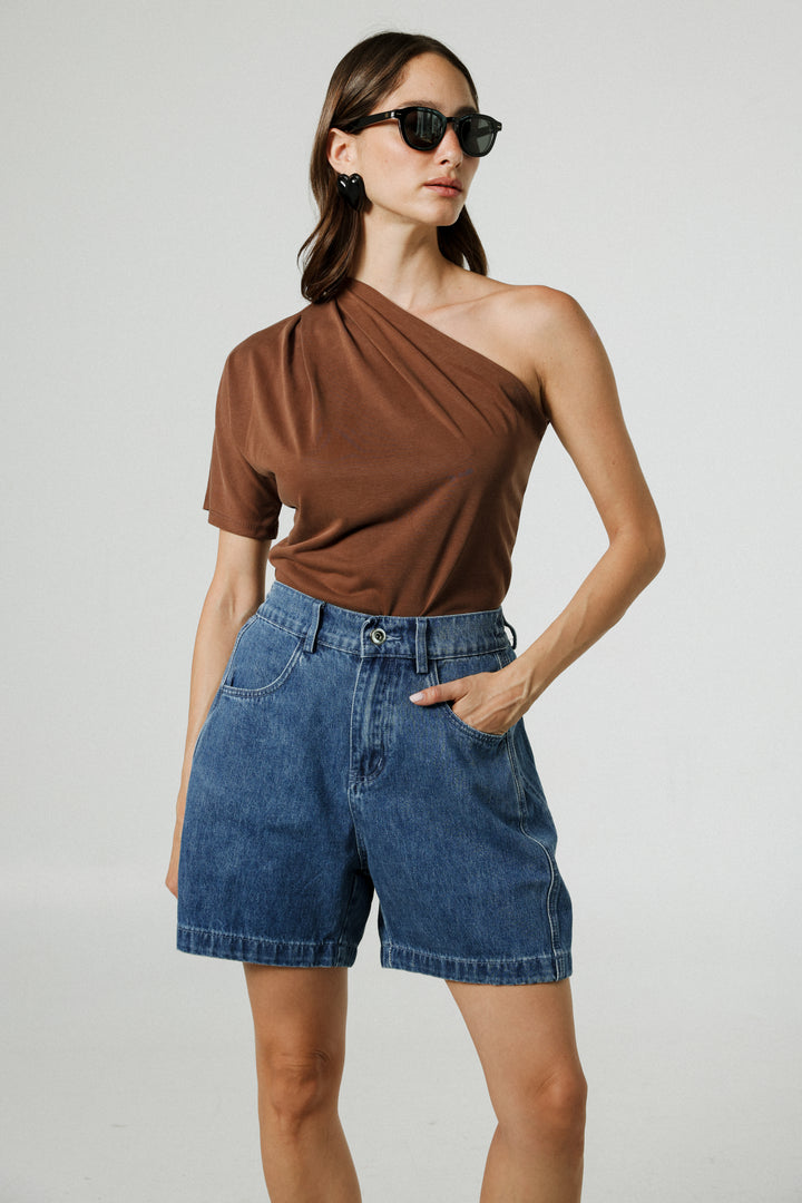 Your Brown One Shoulder Shirt