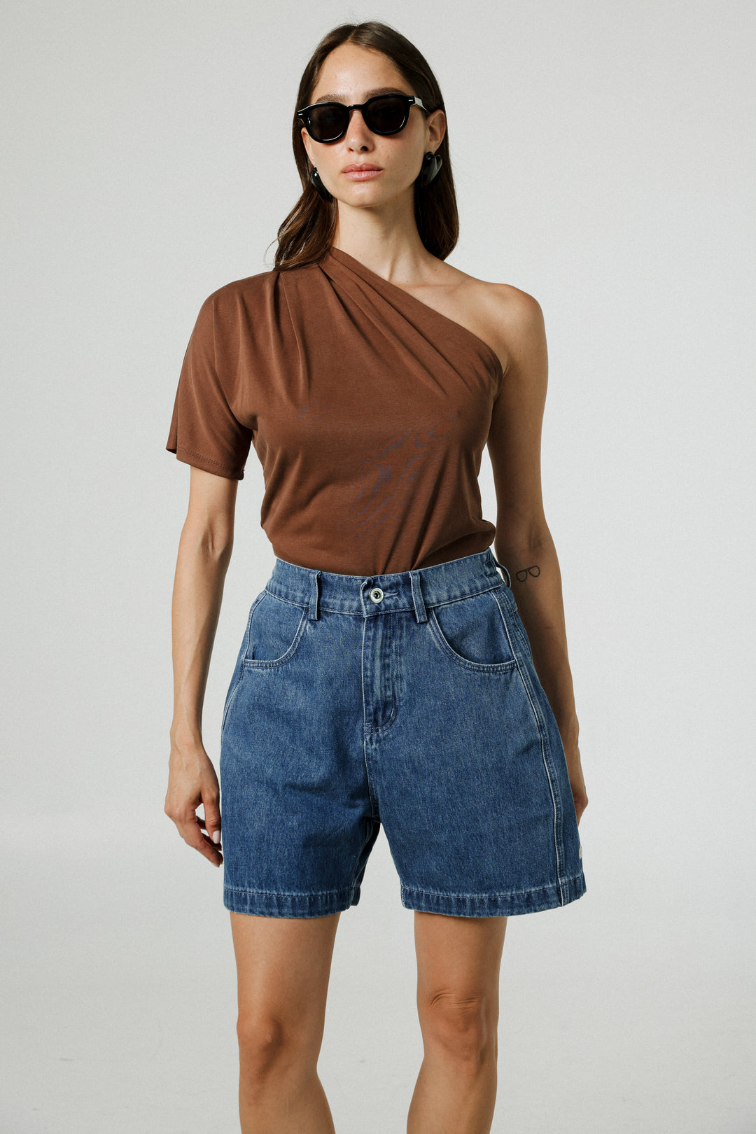 Your Brown One Shoulder Shirt