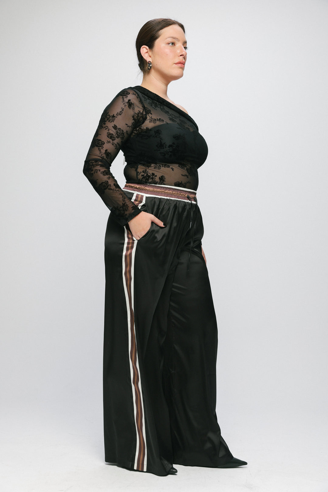 Luna Black Velvet One Shoulder Top