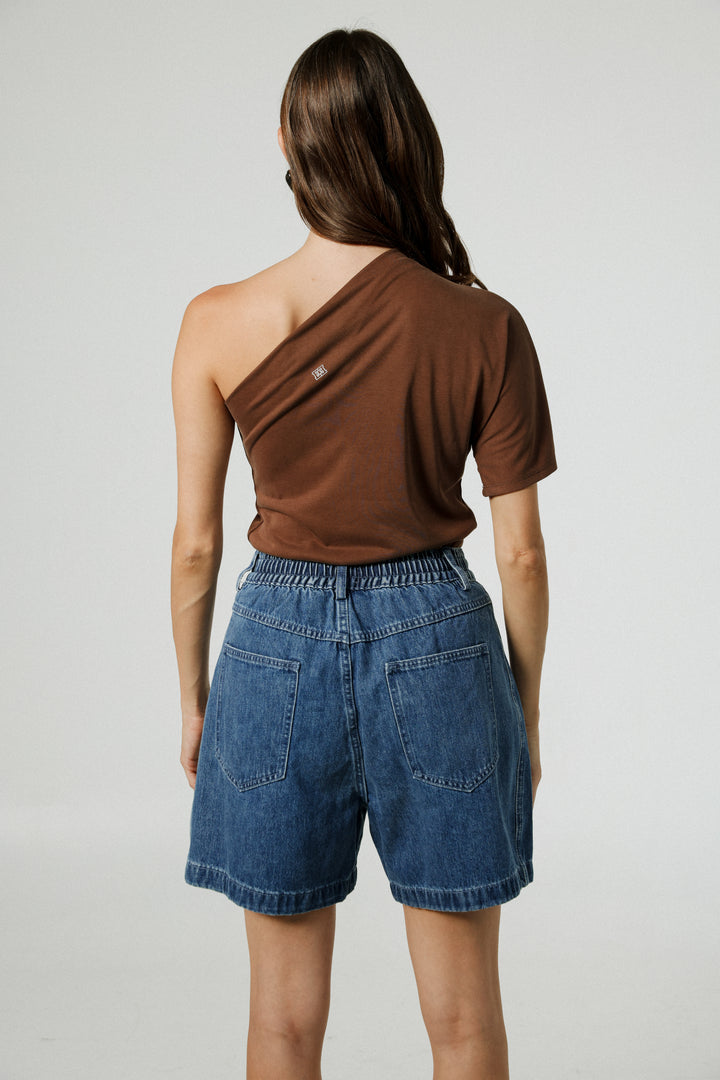 Your Brown One Shoulder Shirt