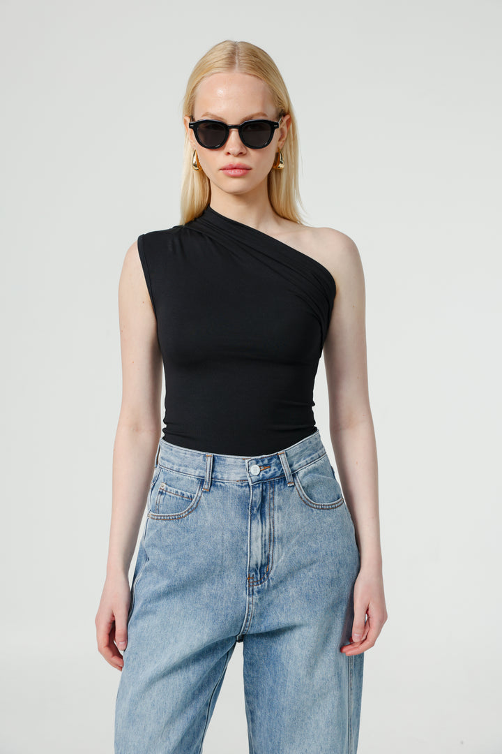 Joy Black One Shoulder Top
