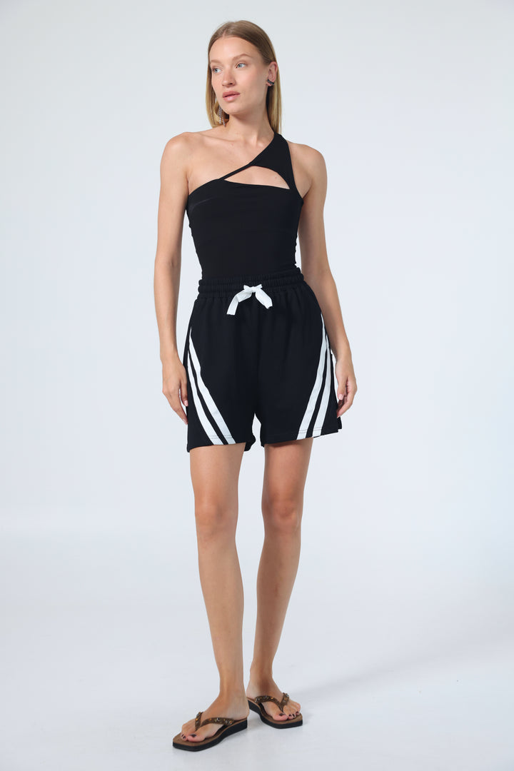Meaning Black One Shoulder Top