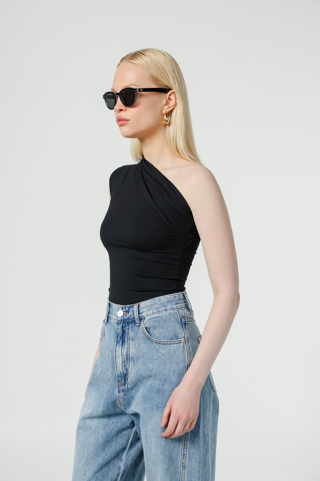 Joy Black One Shoulder Top