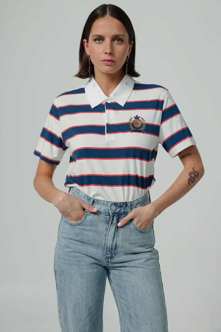 Nadal Blue Striped Polo