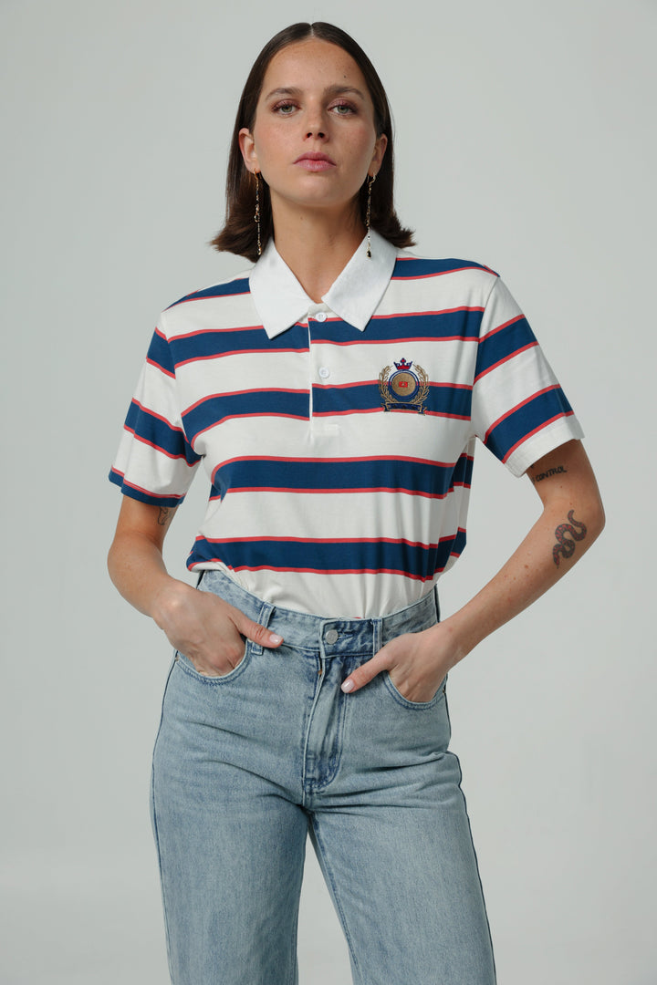 Nadal Blue Striped Polo