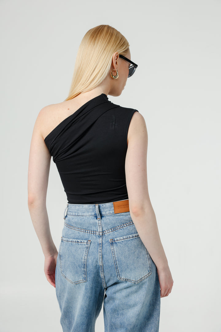 Joy Black One Shoulder Top