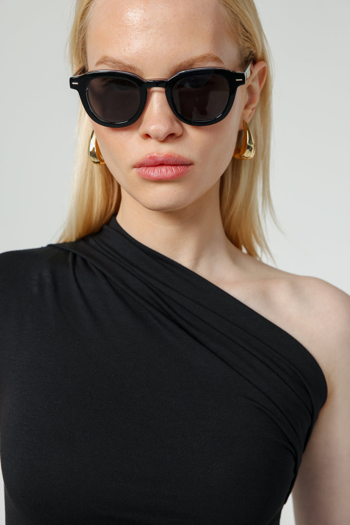 Joy Black One Shoulder Top