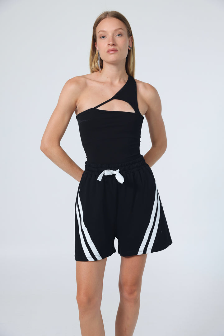 Meaning Black One Shoulder Top