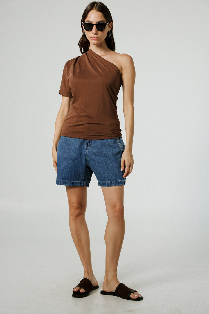 Your Brown One Shoulder Shirt