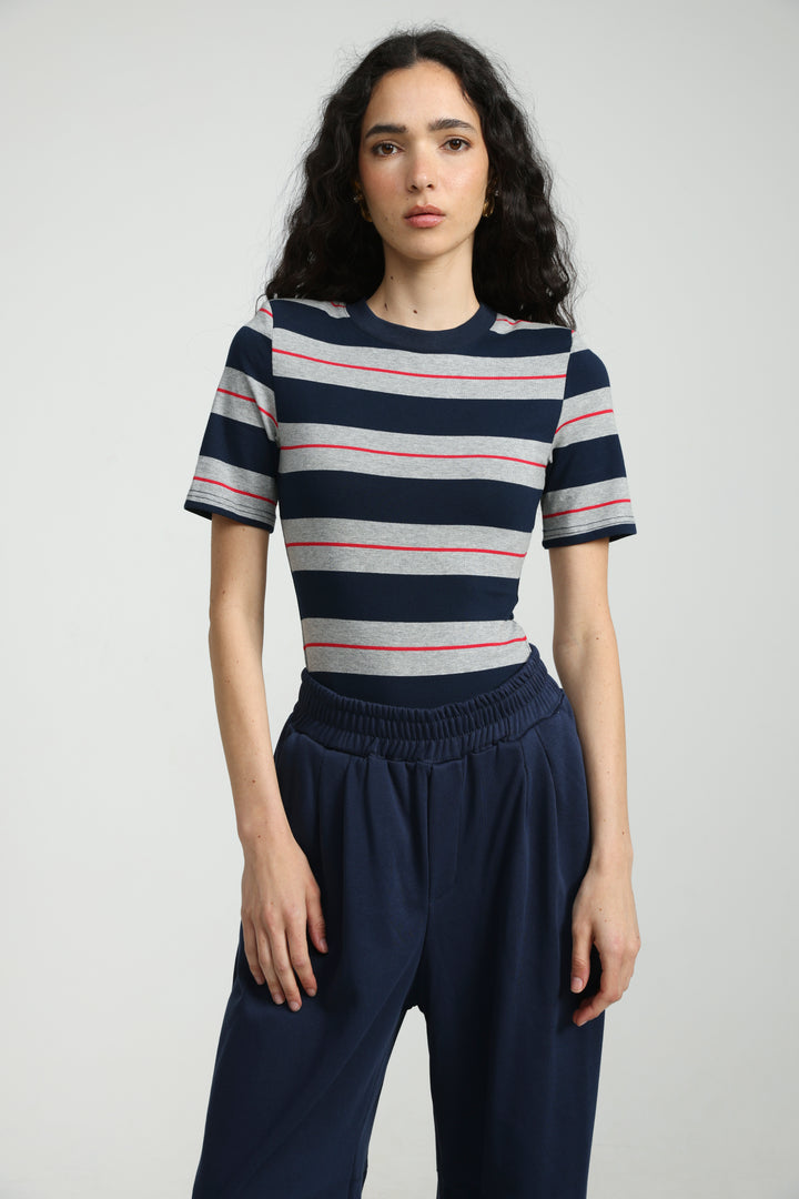 Weekday Grey Striped Bodysuit