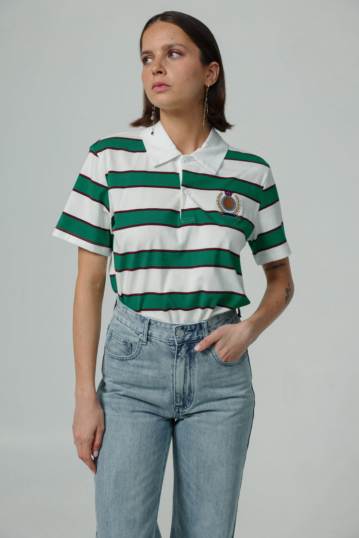 Nadal Green Striped Polo