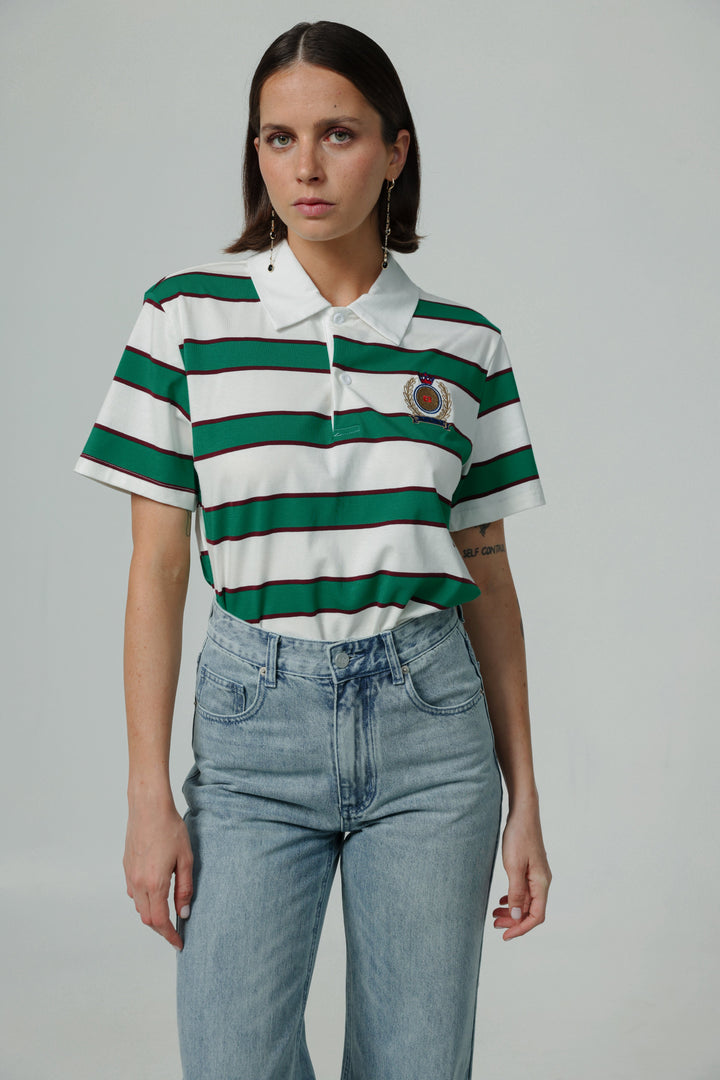 Nadal Green Striped Polo