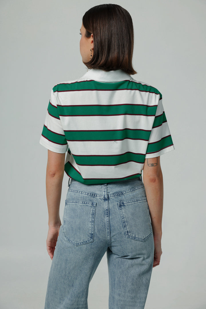 Nadal Green Striped Polo