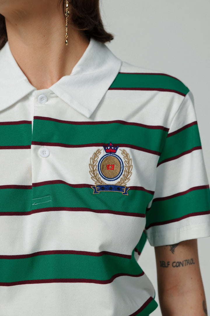 Nadal Green Striped Polo